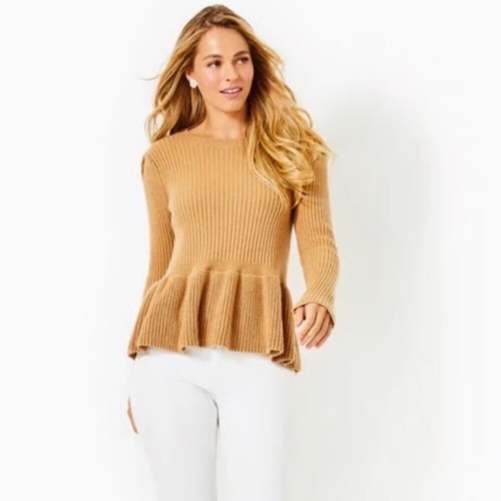 NWT Lilly Pulitzer Lanta Ribbed Peplum Sweater - Size Medium